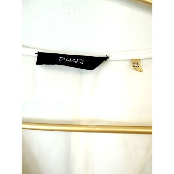 TAHARI PLEAT FRONT XS BLOUSE IN IVORY - Picture 4 of 10